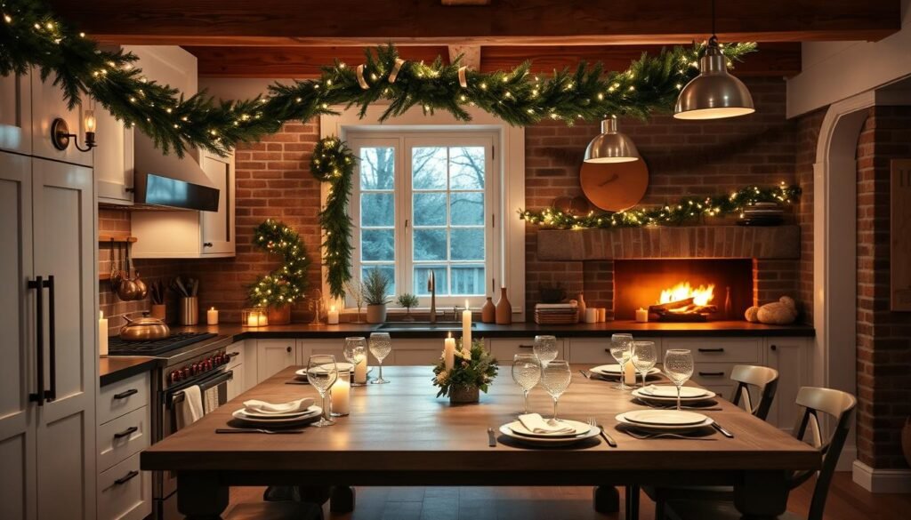 Coastal Kitchen Holiday Lighting Design
