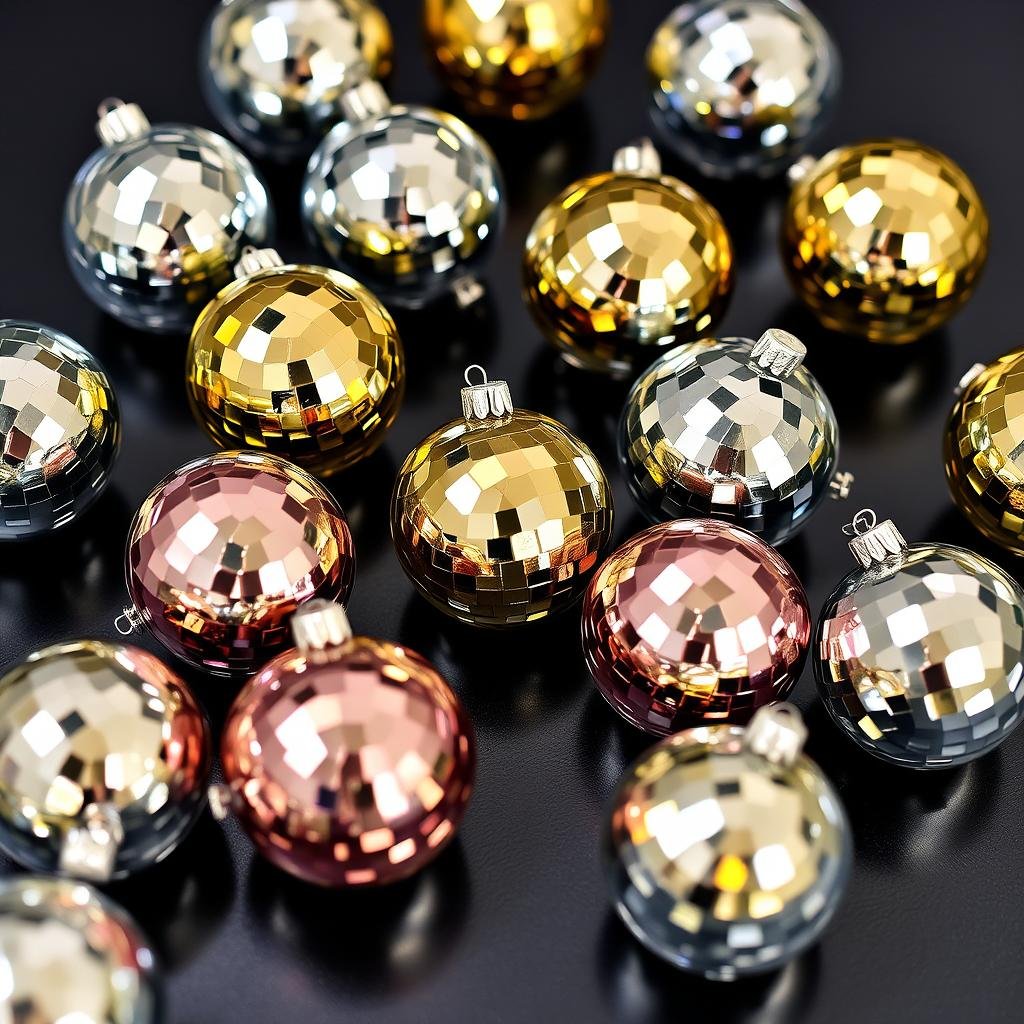 Mini disco ball ornaments in various metallic colors